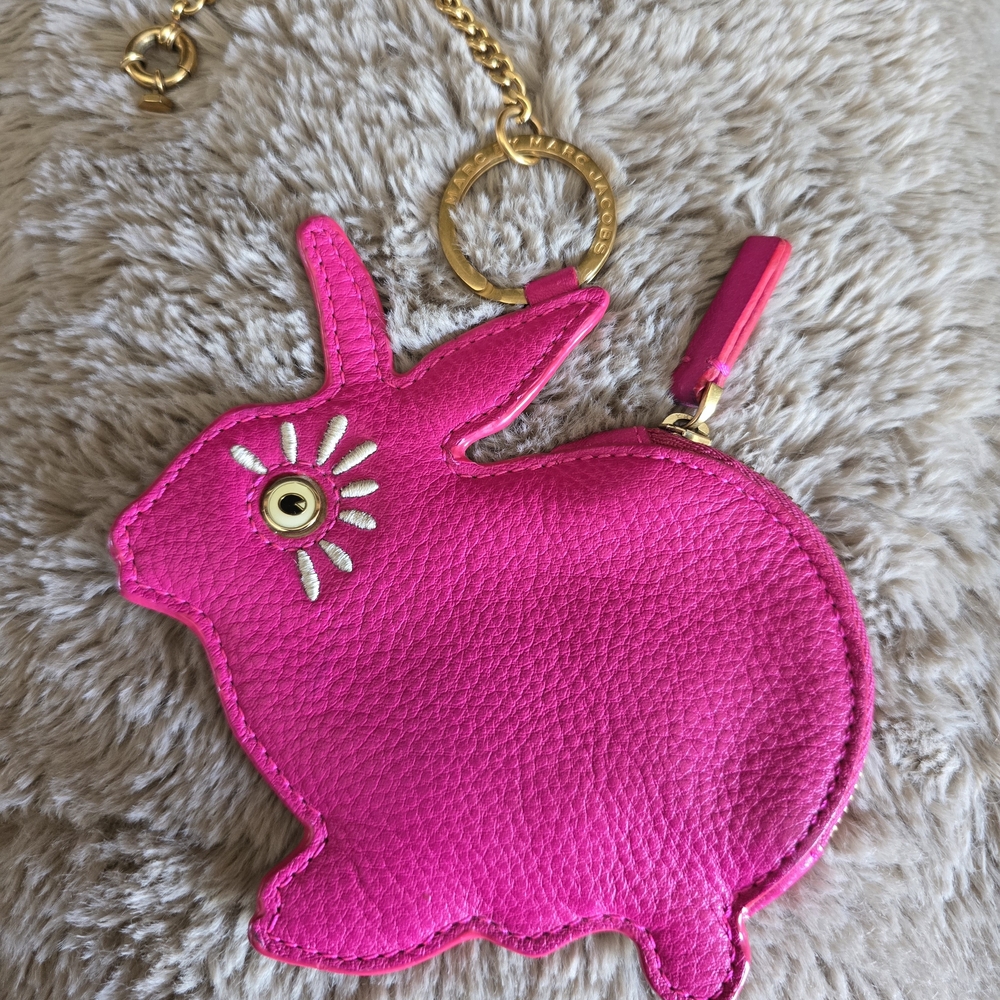 Marc Jacobs Hot Pink Bunny Coin Purse Keychain